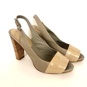 Banana Republic Gray and Cream Sling Back Heel Open Toe Size 9.5